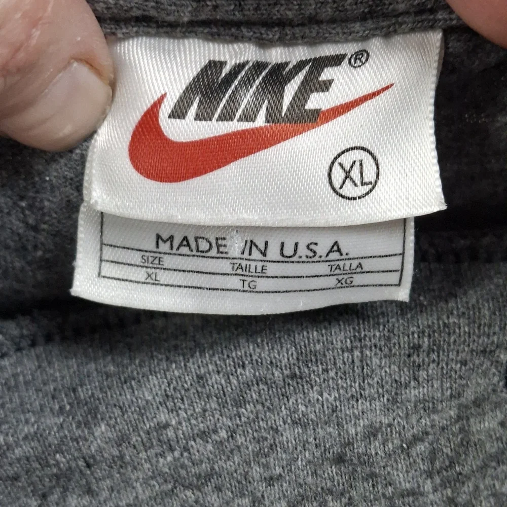Vintage Nike T Shirt Mens XL Gray Mock Neck Long Sleeve Swoosh 90s Made In USA
